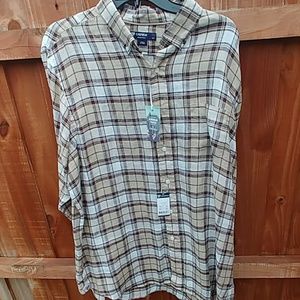 Tan striped XL Cremieux collard shirt
